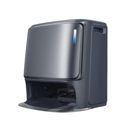 Narwal Freo Z Ultra robotdammsugare med öppnad dockningsstation, avancerad rengöringsteknik och självrengörande funktion.